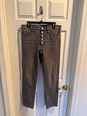 Banana Republic High Rise Slim Fit Straight-Leg Gray Button-Fly Jeans